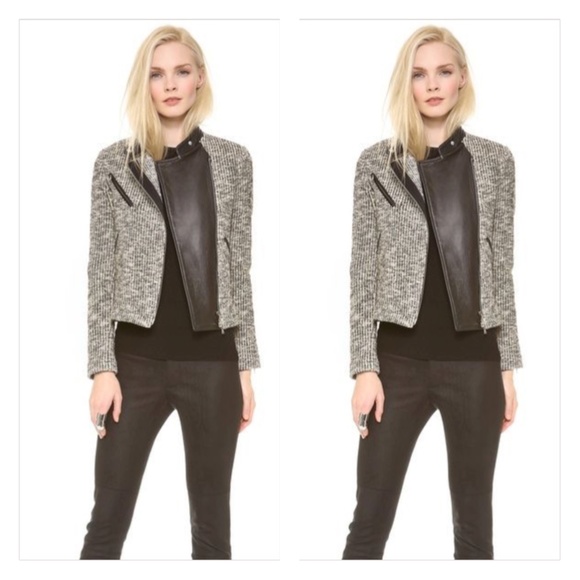 Yigal Azrouel Jackets & Blazers - YIGAL AZROUËL Leather-Trimmed Knit Jacket